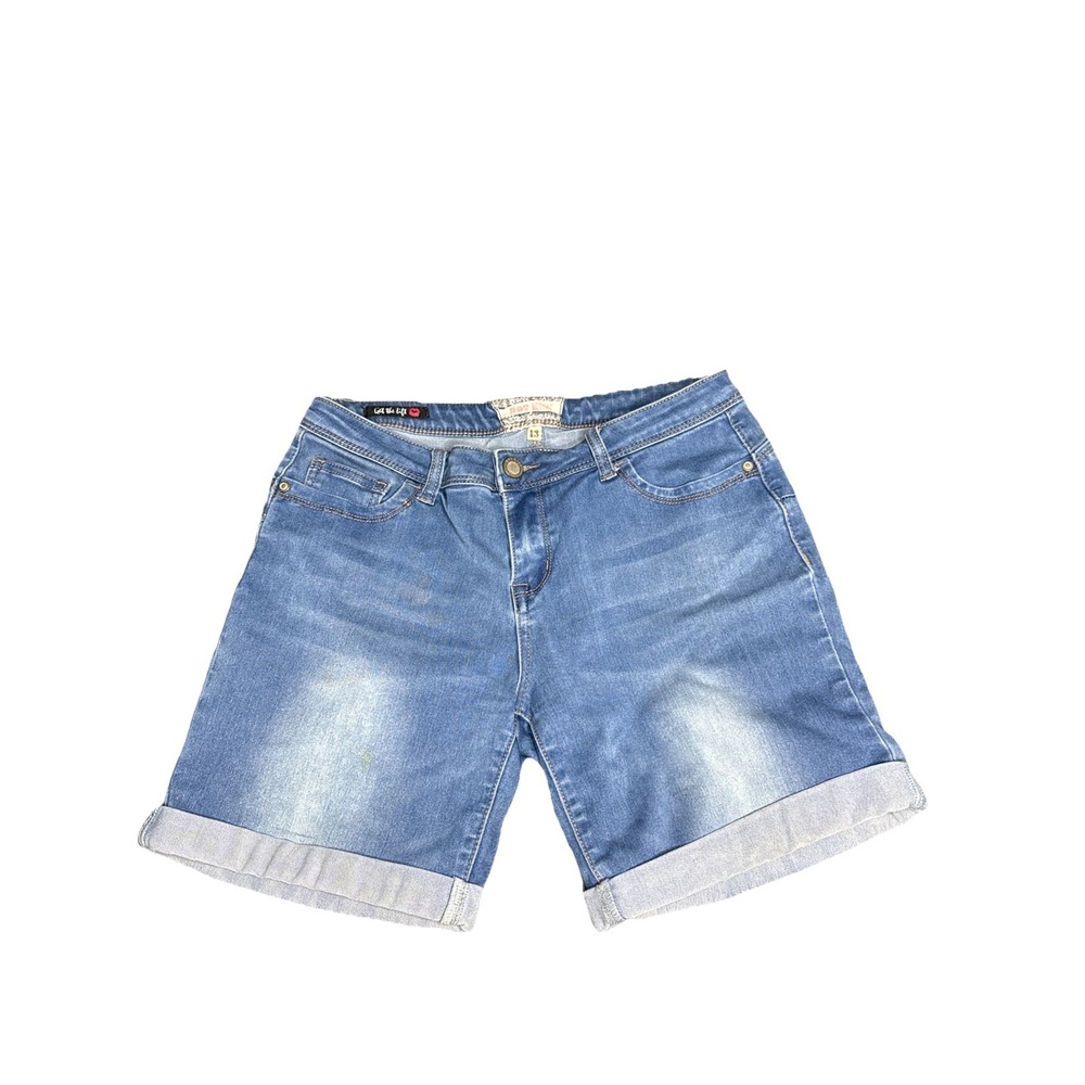 Hot Kiss Denim Shorts Size 13  Bermuda Cuffed Jorts "Get The Lift"